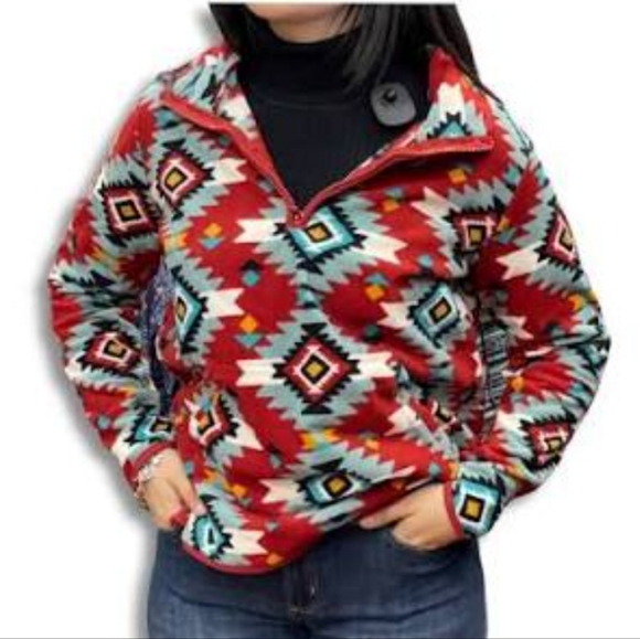 Wrangler Retro Womens Plus Size XXL Aztec Fleece 3/4 Zip - Picture 1 of 7